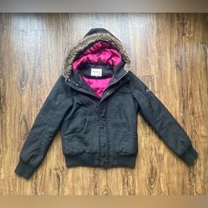 O'Neill Black Jacket with Pink Hood Lining